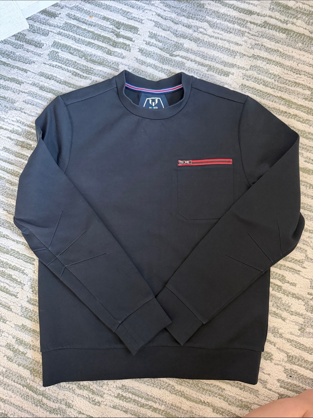 Messi Soccer Collection: Men's Black Sweatshirt with Red Zip Pocket